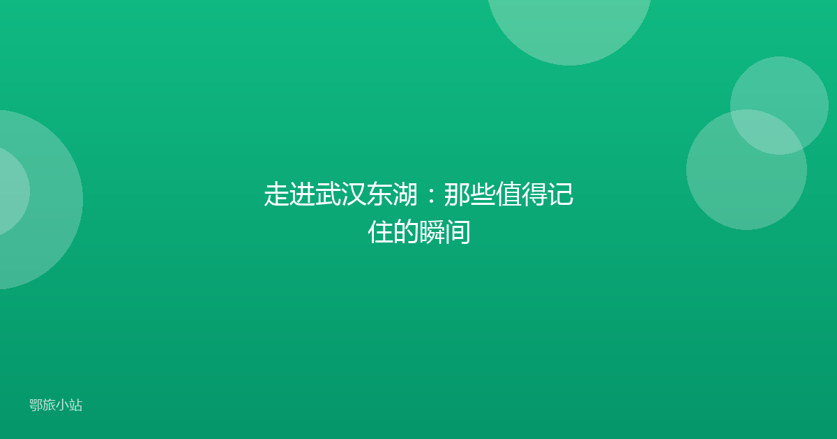 走进武汉东湖：那些值得记住的瞬间