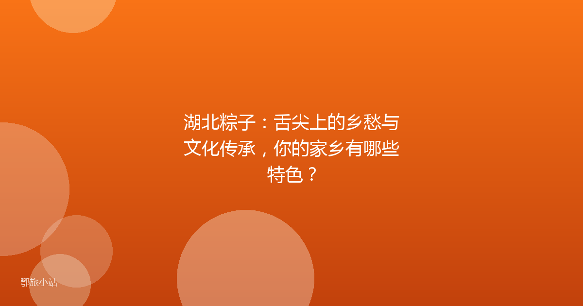 湖北粽子：舌尖上的乡愁与文化传承，你的家乡有哪些特色？