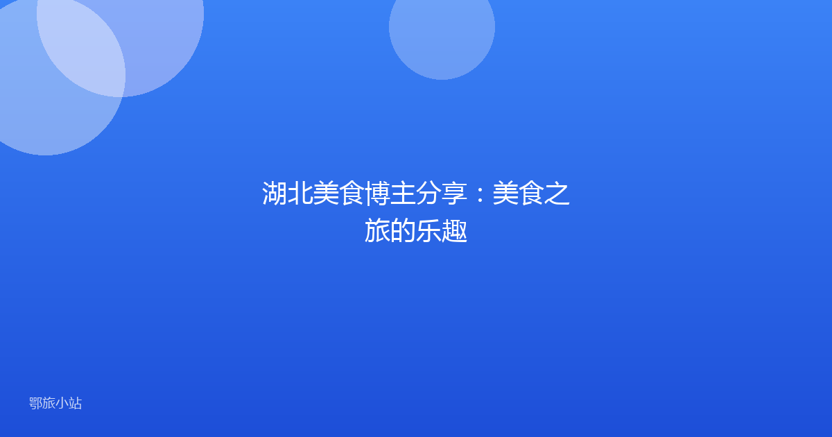 湖北美食博主分享：美食之旅的乐趣
