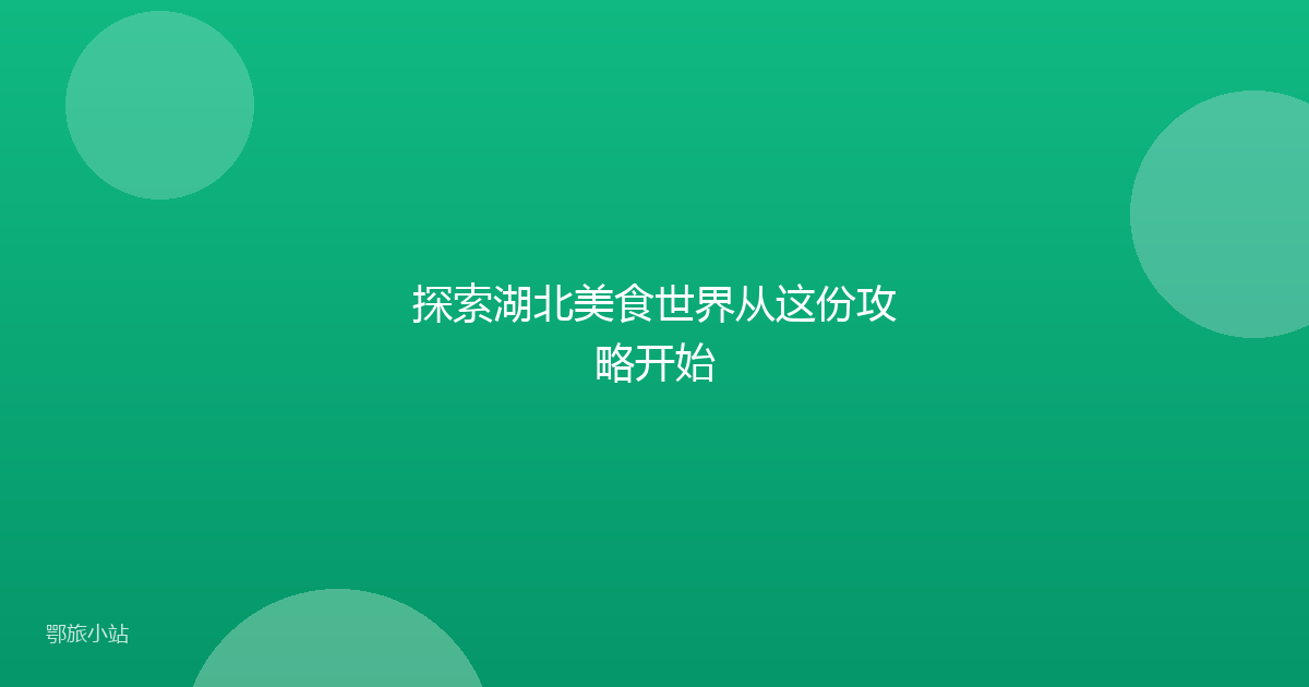 探索湖北美食世界从这份攻略开始